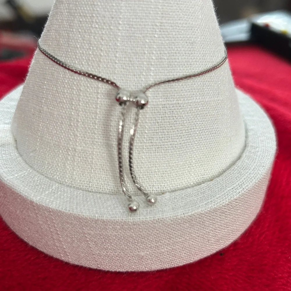 925 Sterling‎ Silver glitter dust Beaded adjustable Bracelet